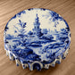 Delft Vermeer's Garden Round Tablecloth