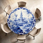Delft Vermeer's Garden Round Tablecloth