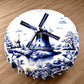 Delft Windmill Whispers Round Tablecloth