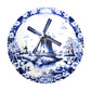 Delft Windmill Whispers Round Tablecloth