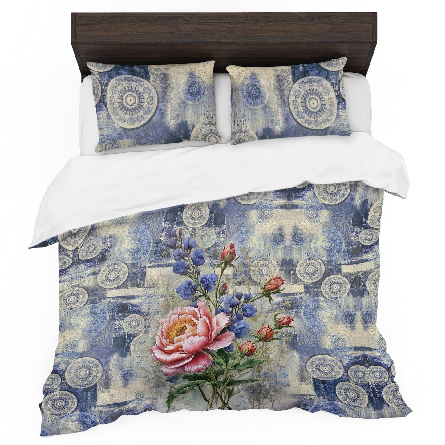 Delftware Peony Bouquet Duvet Cover Set