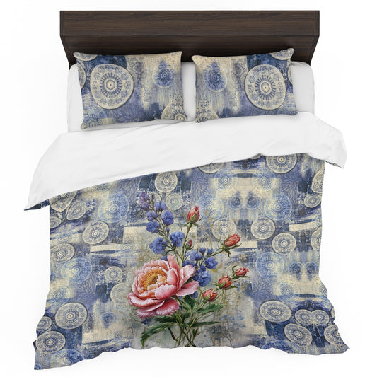 Delftware Peony Bouquet Duvet Cover Set