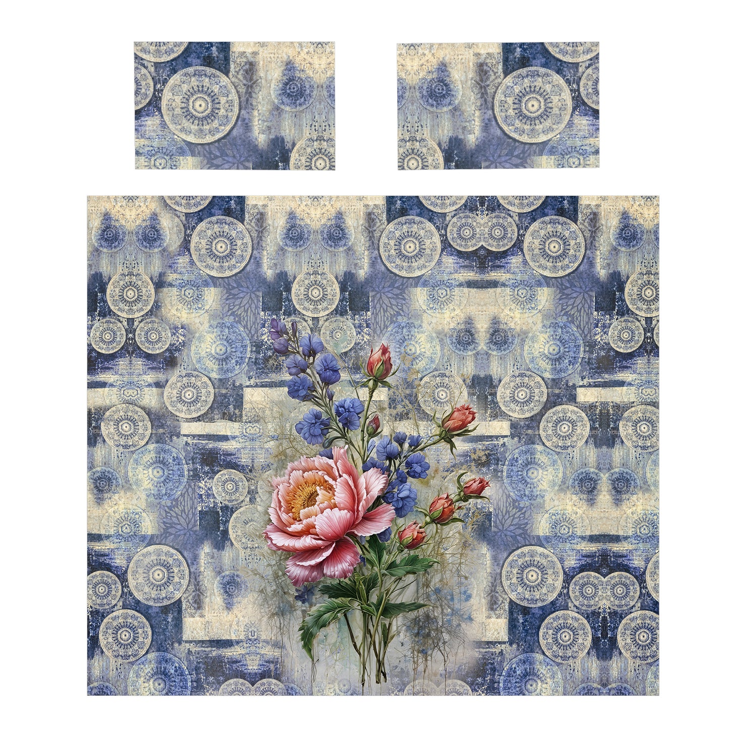 Delftware Peony Bouquet Duvet Cover Set
