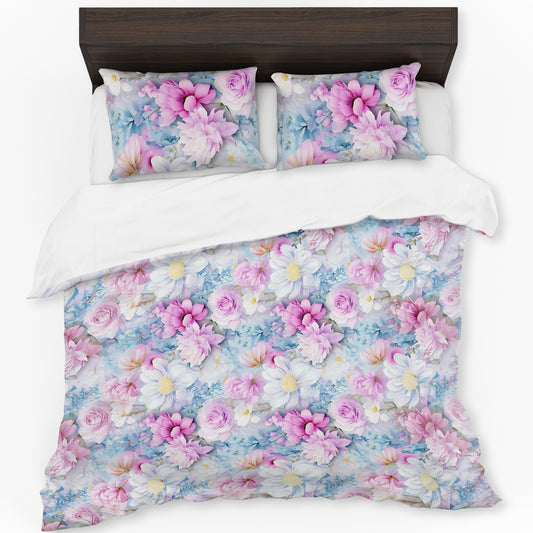 Delicate Lilac and White Floral Duvet Cover Set