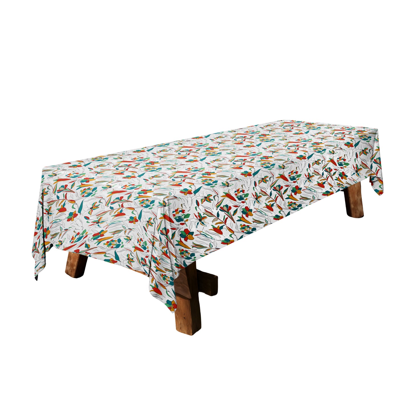 Delicate Petals on White 3m Rectangle Tablecloth