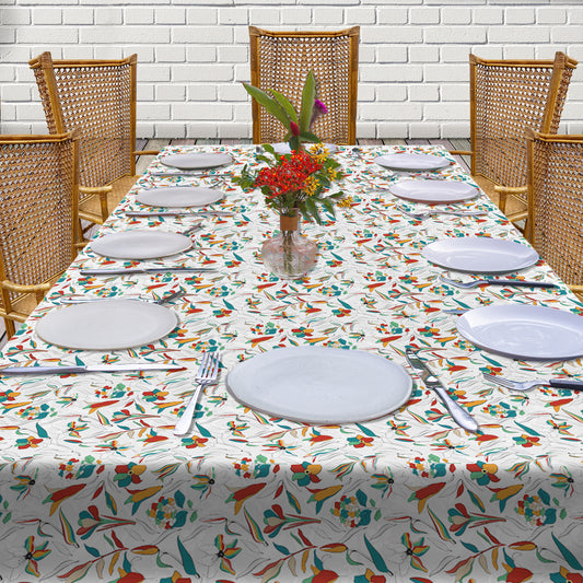 Delicate Petals on White 3m Rectangle Tablecloth