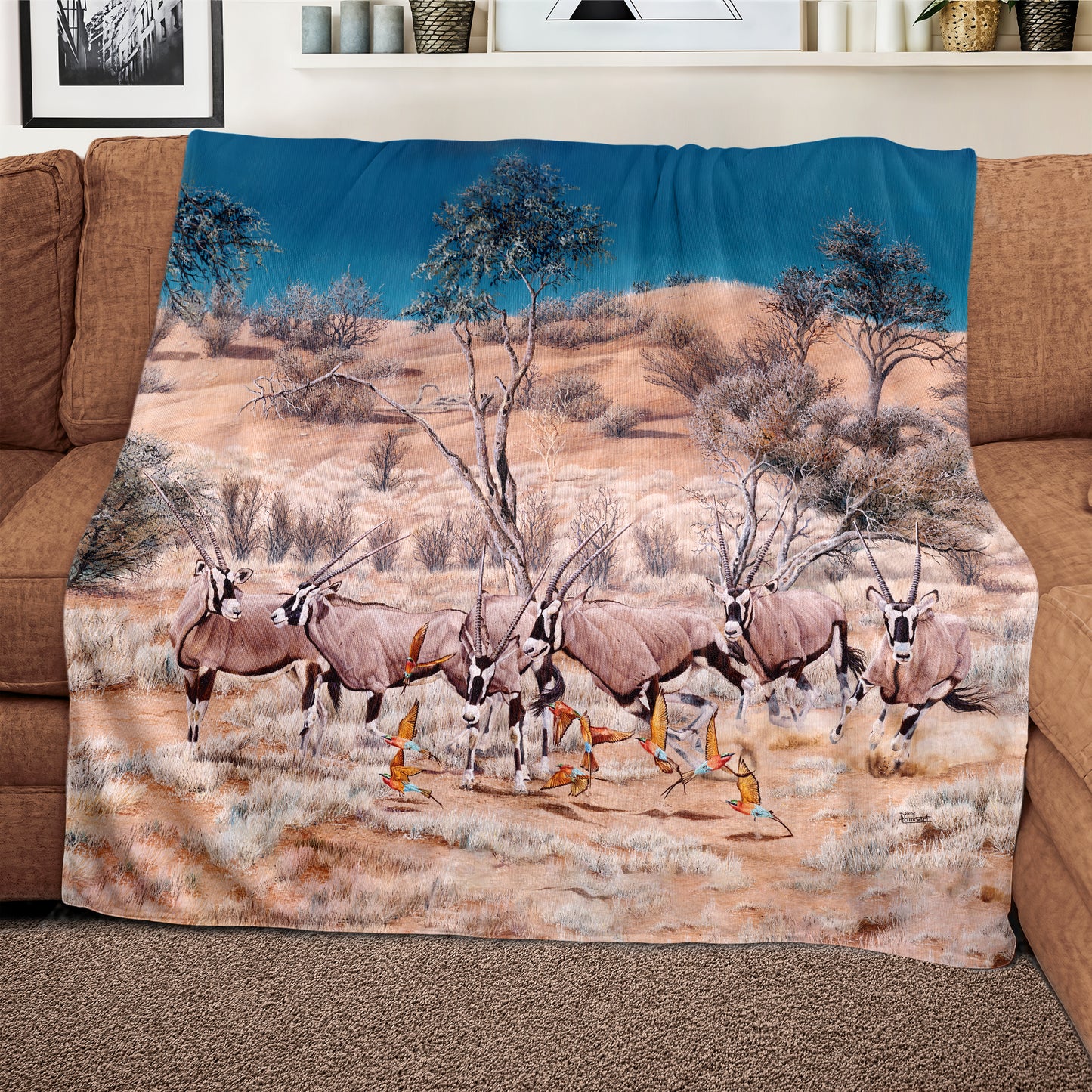 Desert Gemsbok Light Weight Fleece Blanket By Delene Lambert