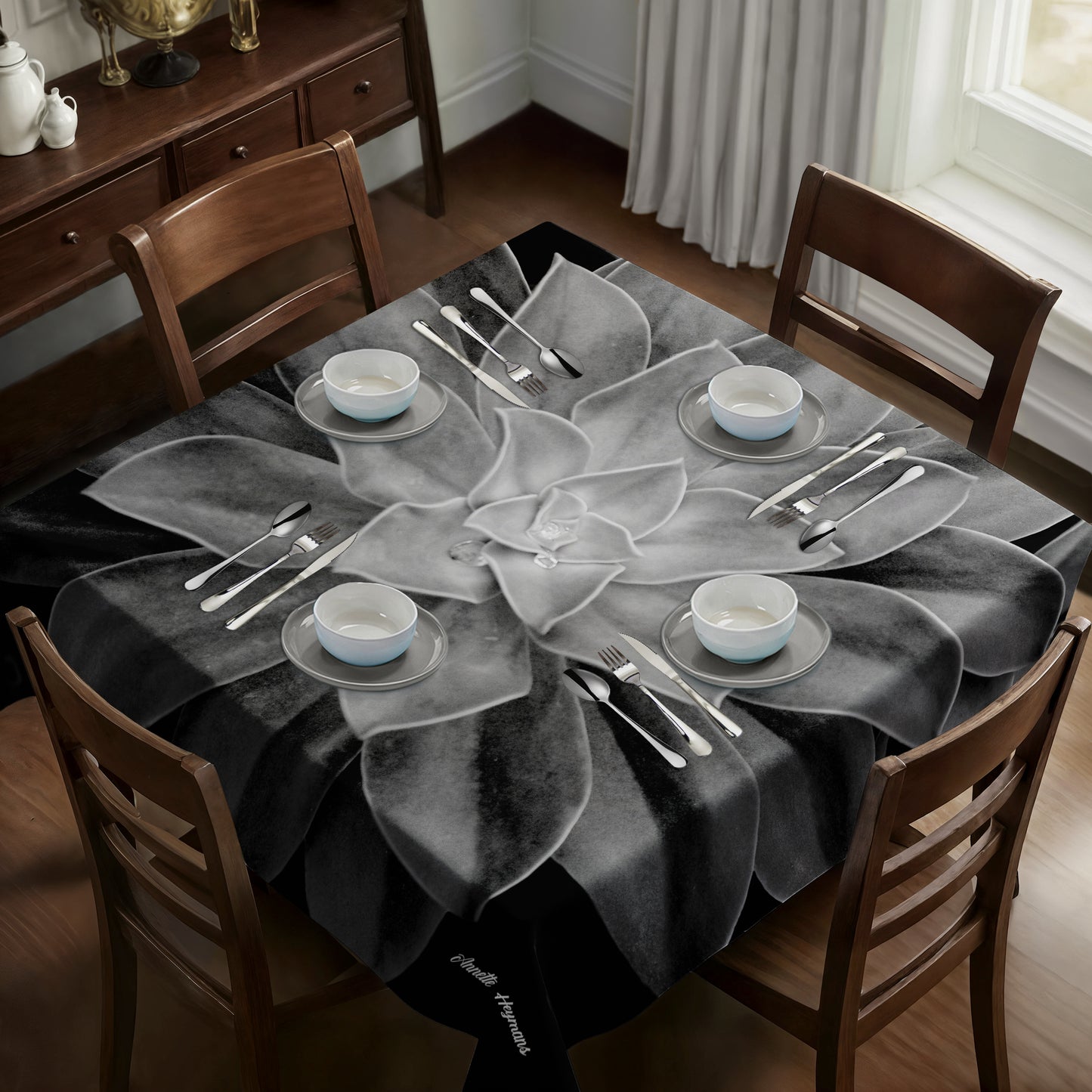 Desert Rose Square Tablecloth by Annette Heymans