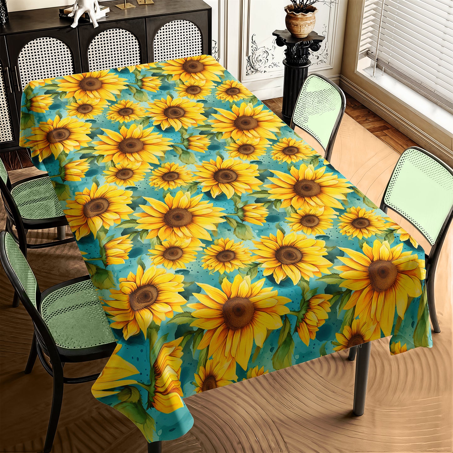 Different Sizes Sunflower Rectangle Tablecloth