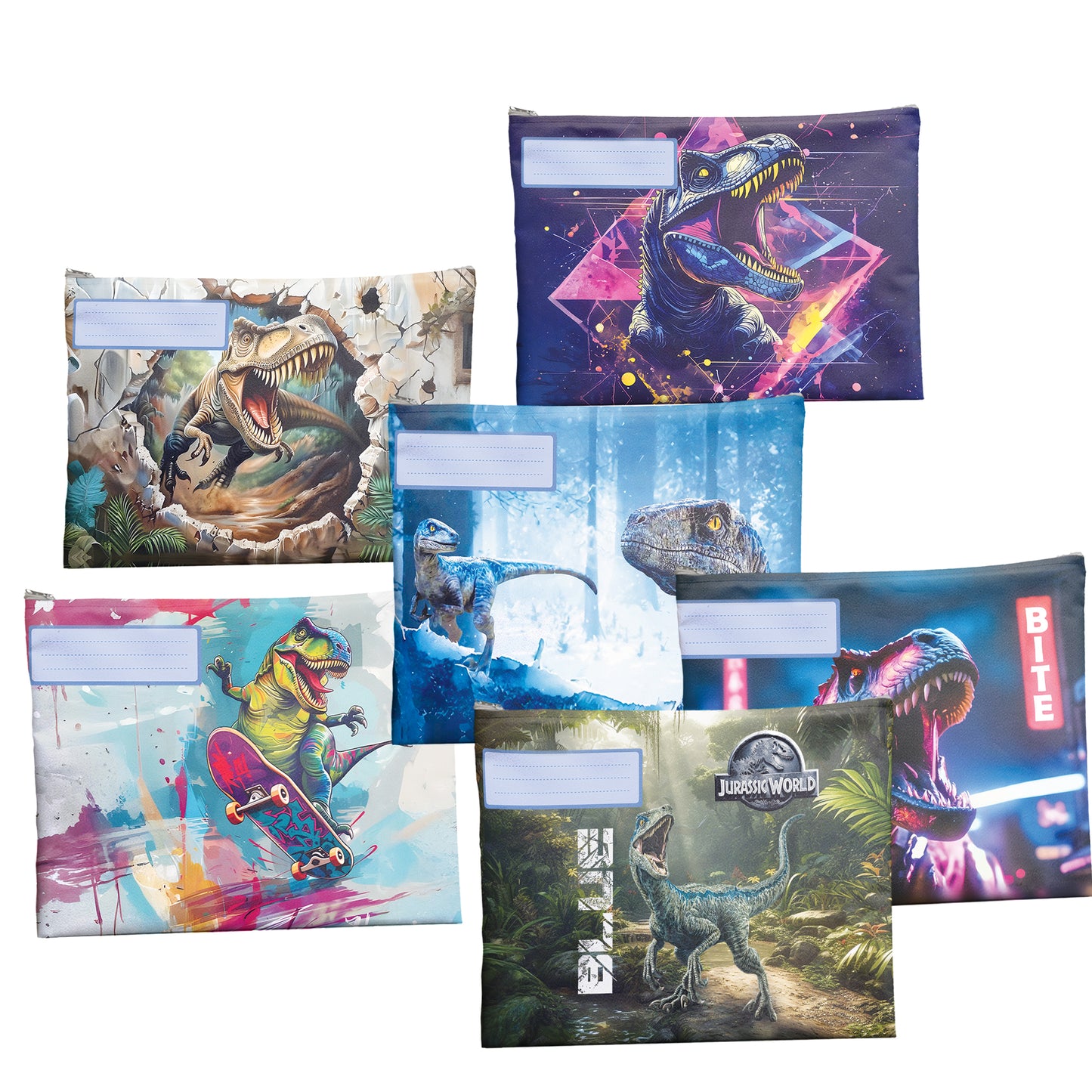 Dino Subject Savvy Book Bags Set of 6