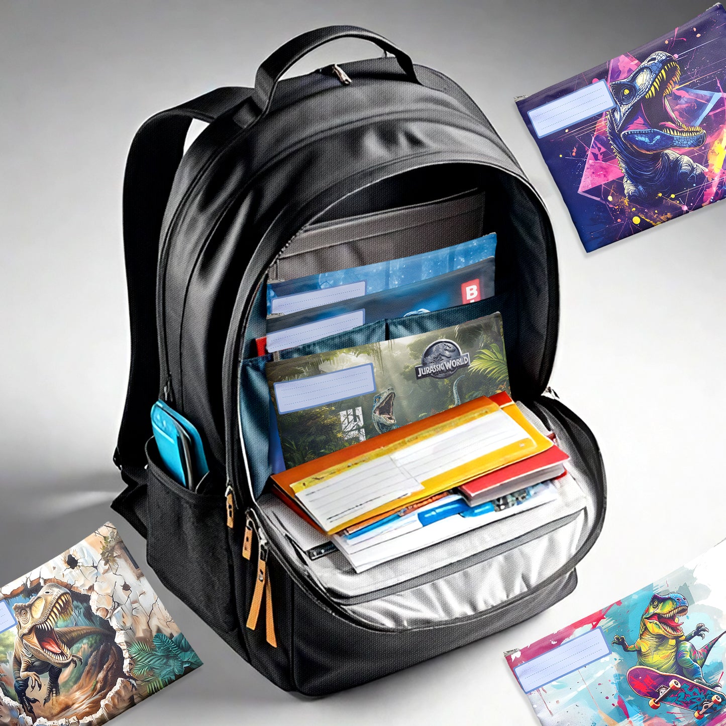 Dino Subject Savvy Book Bags Set of 6