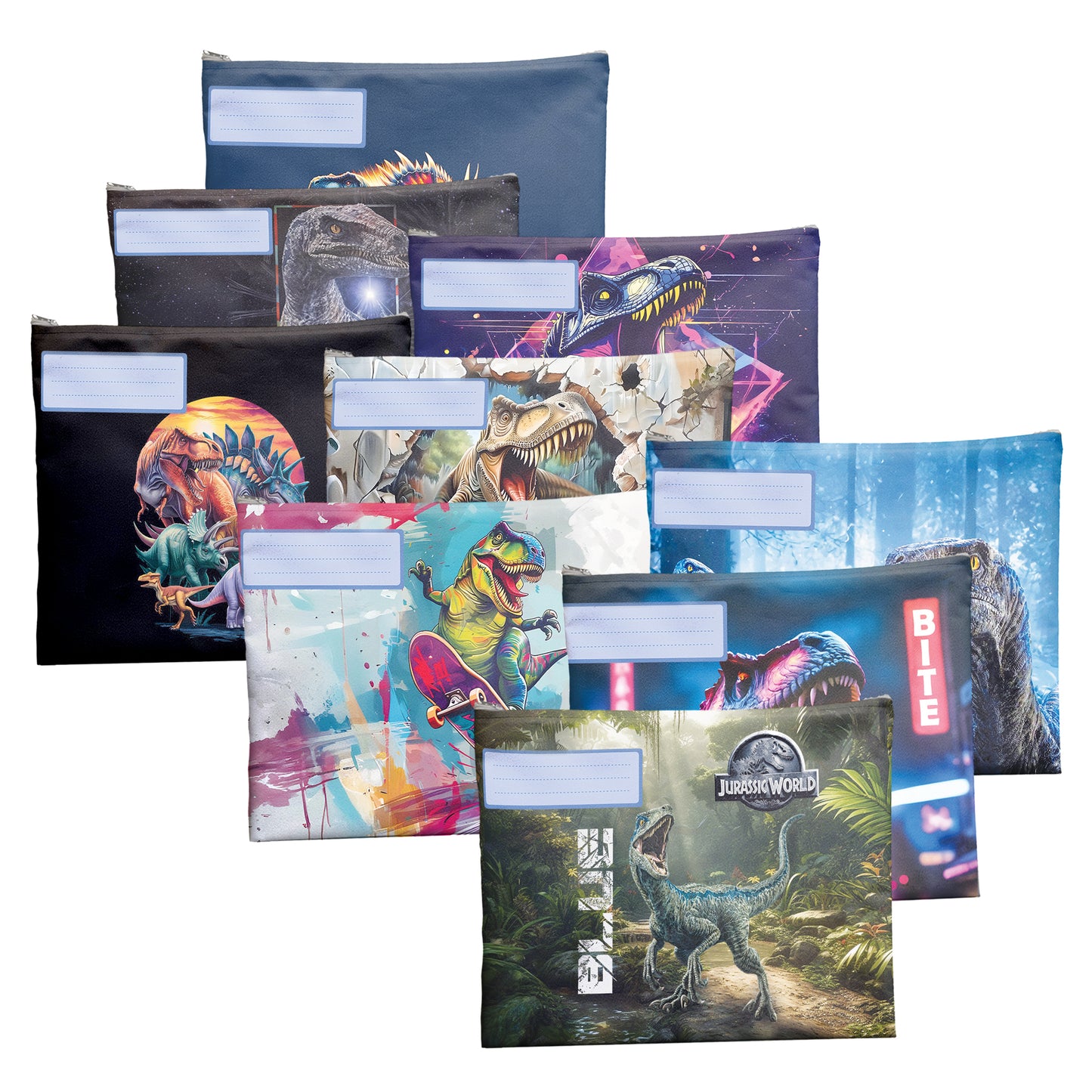 Dino Subject Savvy Book Bags Set of 9