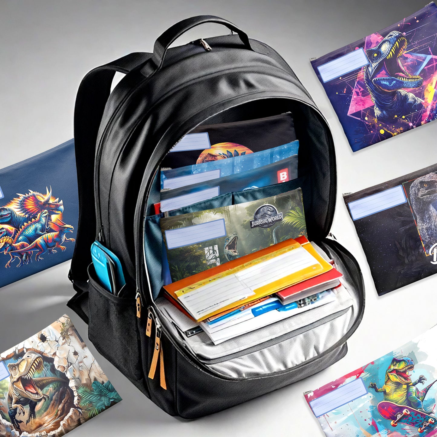 Dino Subject Savvy Book Bags Set of 9