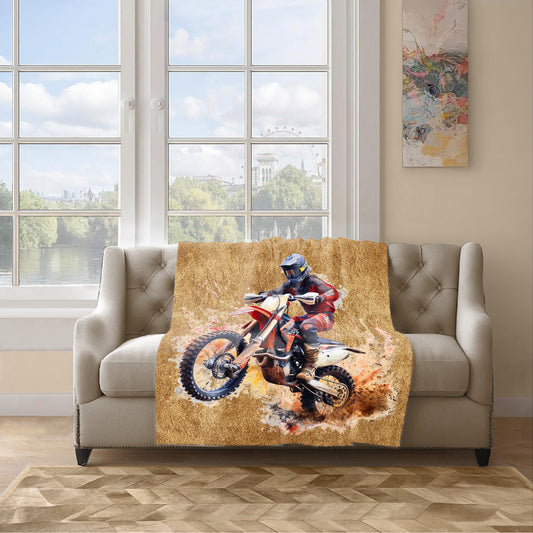Dirtbike Light Weight Fleece Blanket by Mark van Vuuren