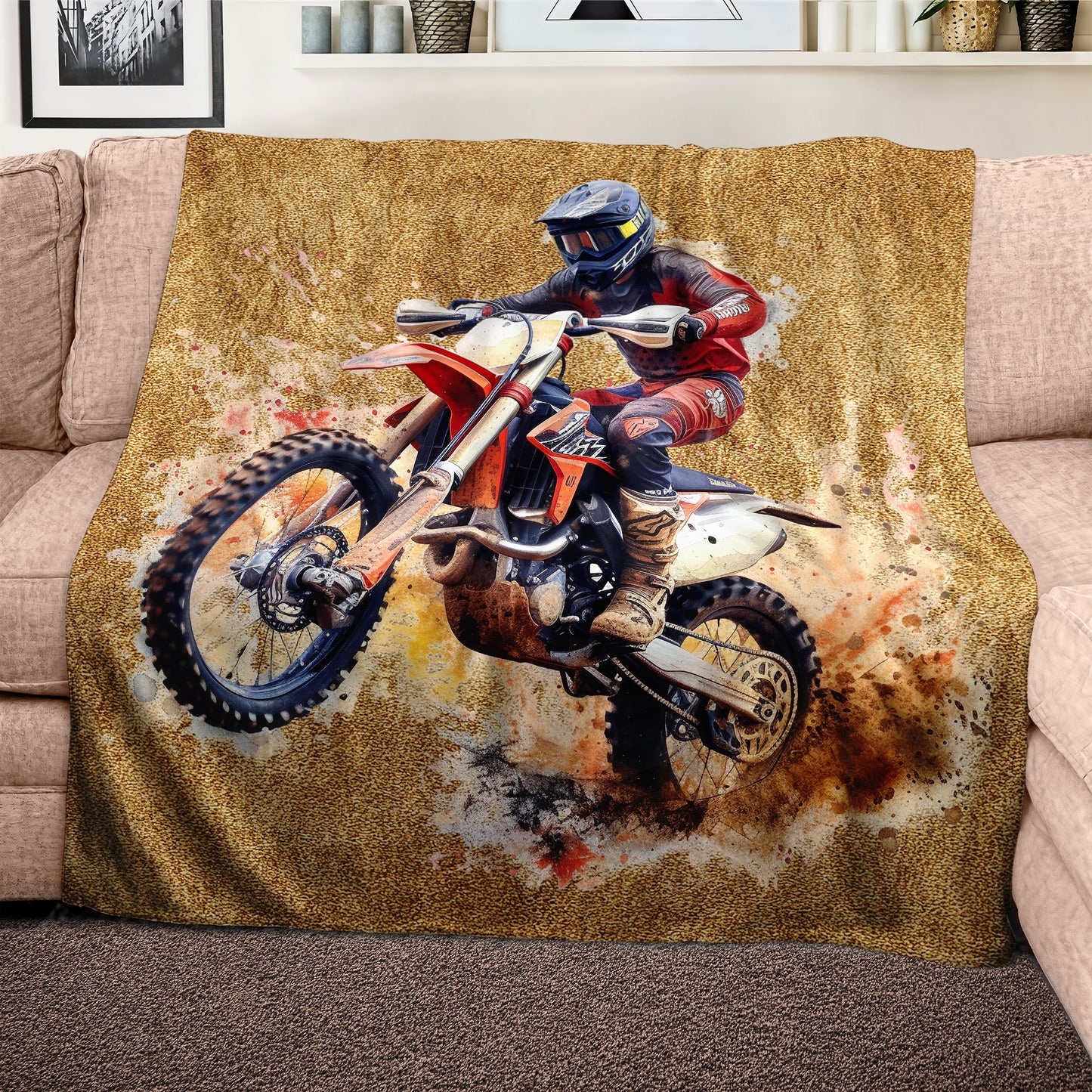 Dirtbike Light Weight Fleece Blanket by Mark van Vuuren