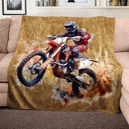Dirtbike Light Weight Fleece Blanket by Mark van Vuuren