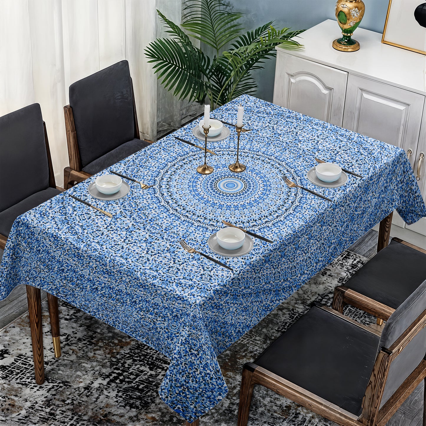 Divine Symmetry Blue Rectangle Tablecloth