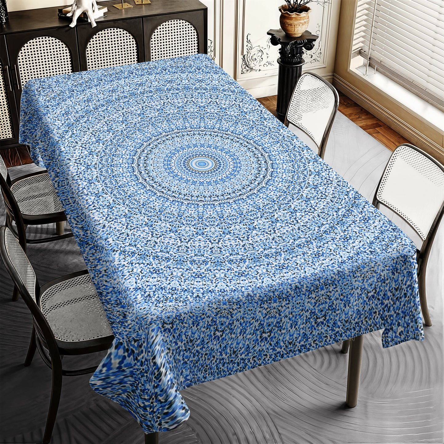 Divine Symmetry Blue Rectangle Tablecloth