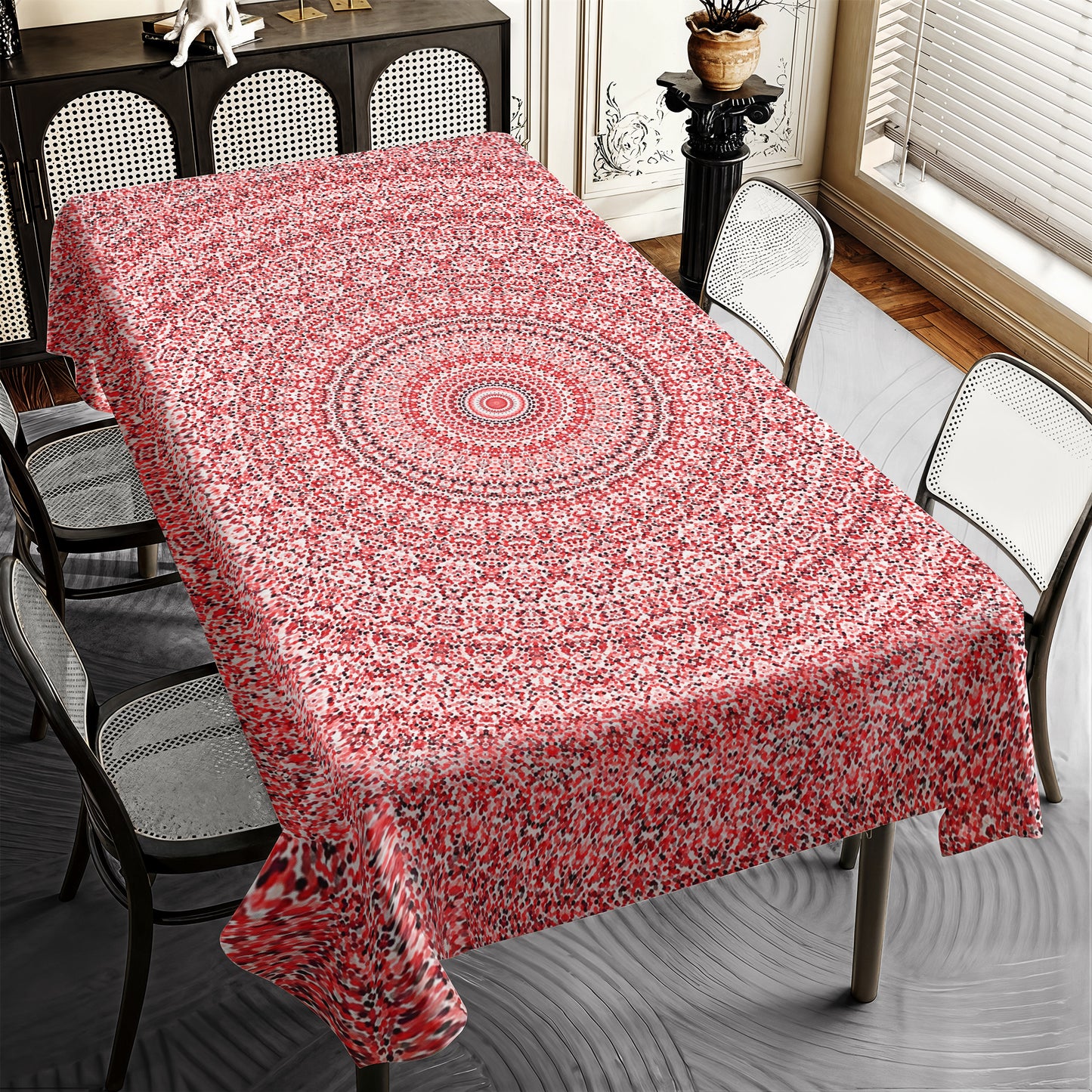 Divine Symmetry Red Rectangle Tablecloth
