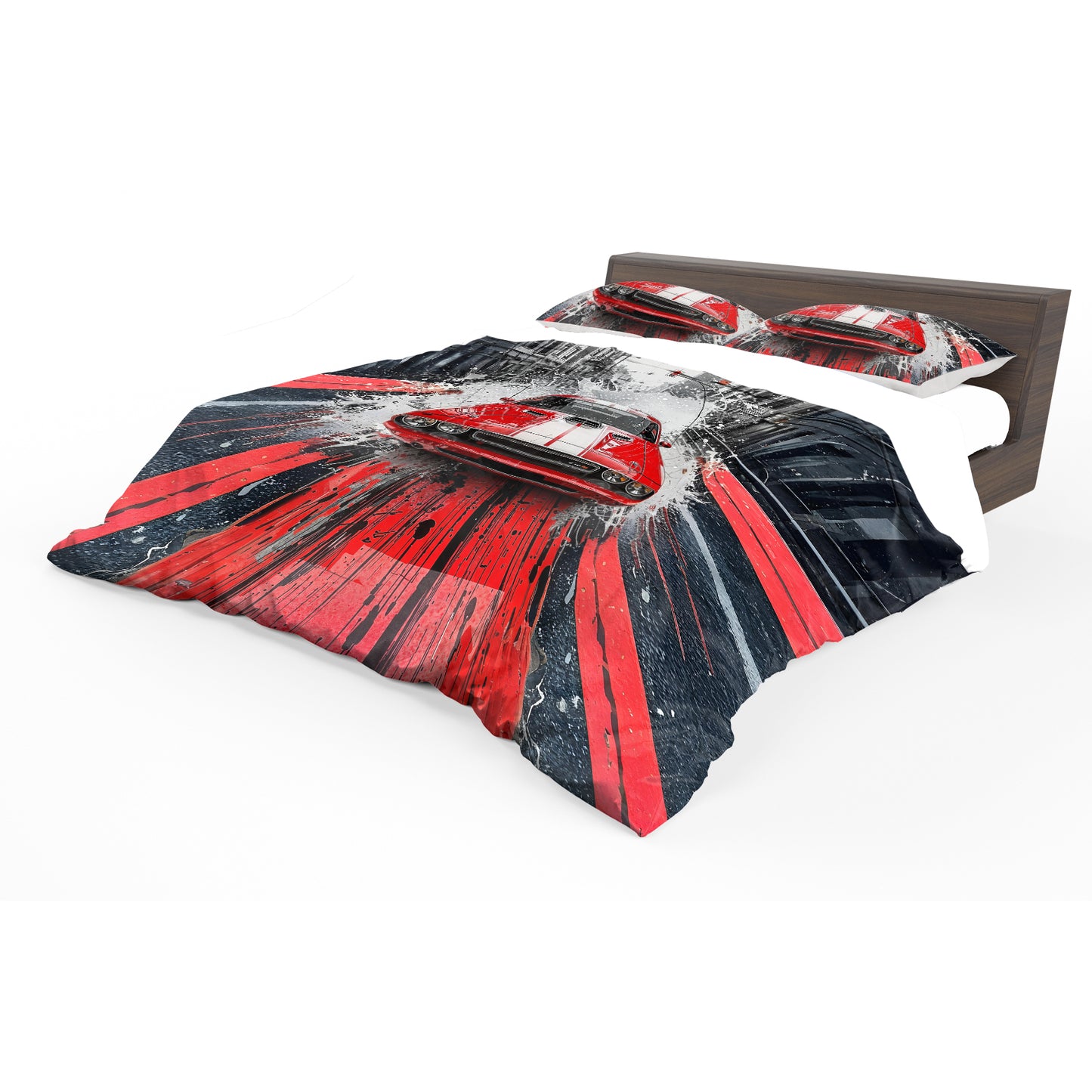 Dodge Challenger Red Duvet Cover Set
