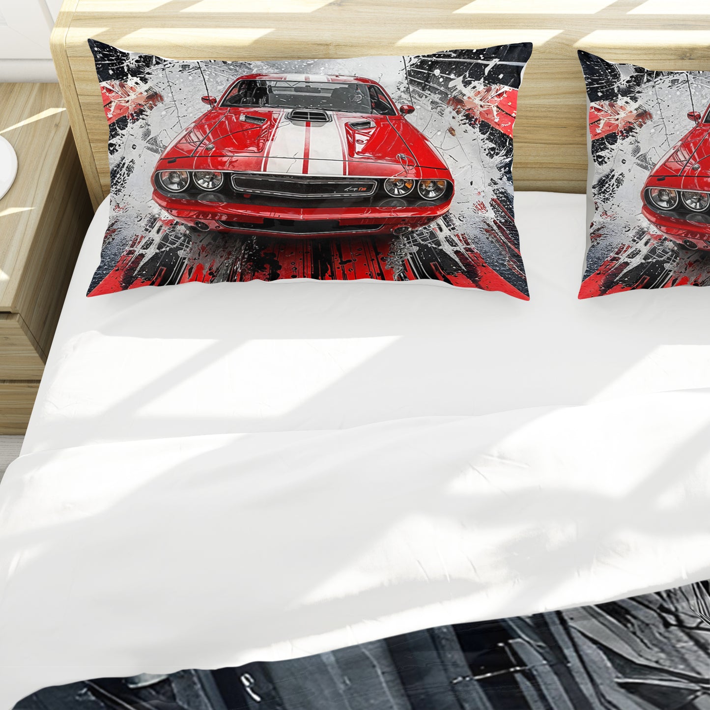Dodge Challenger Red Duvet Cover Set
