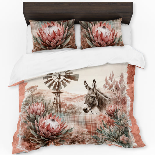 Donkey Among Protea Duvet Cover Set