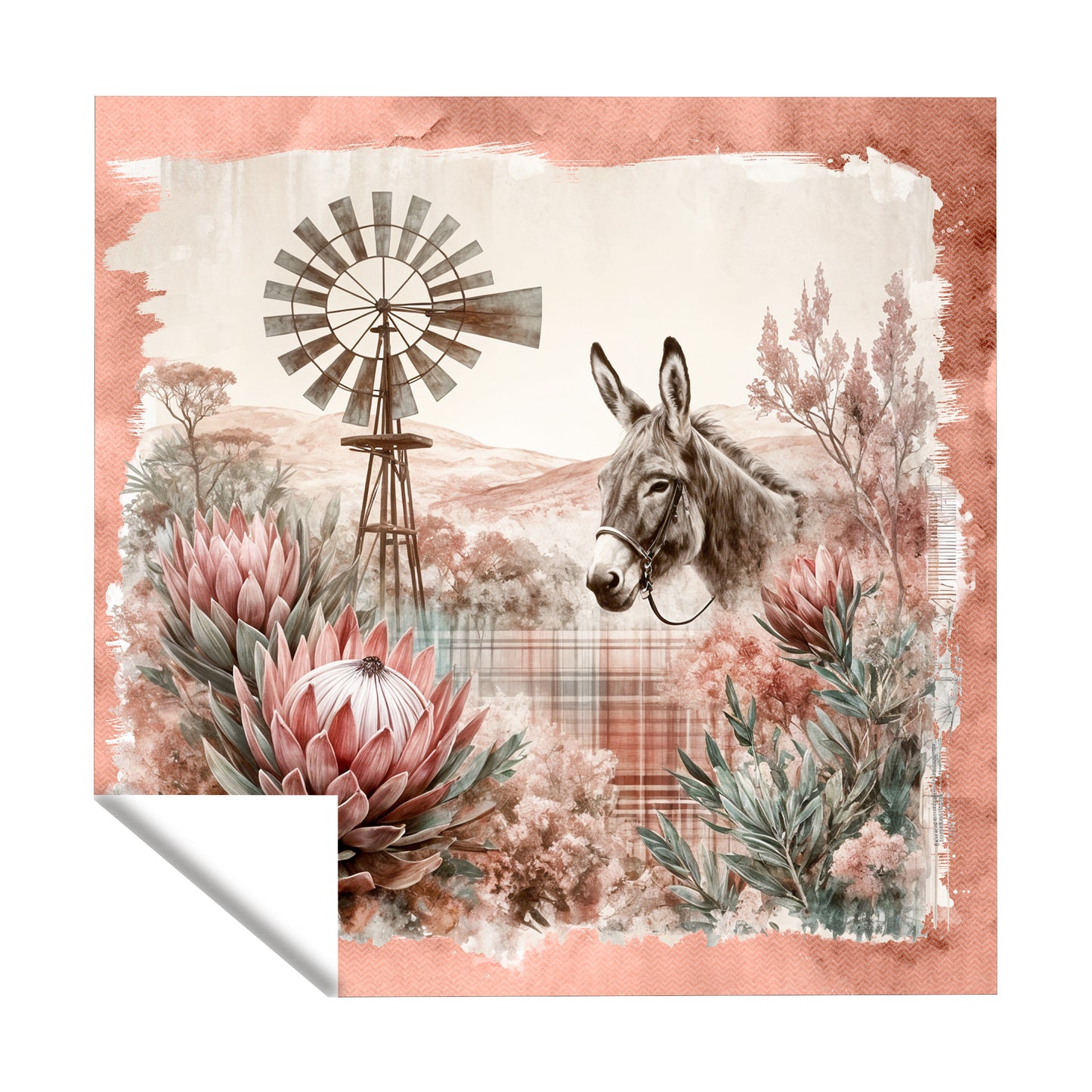 Donkey Among Protea Square Tablecloth