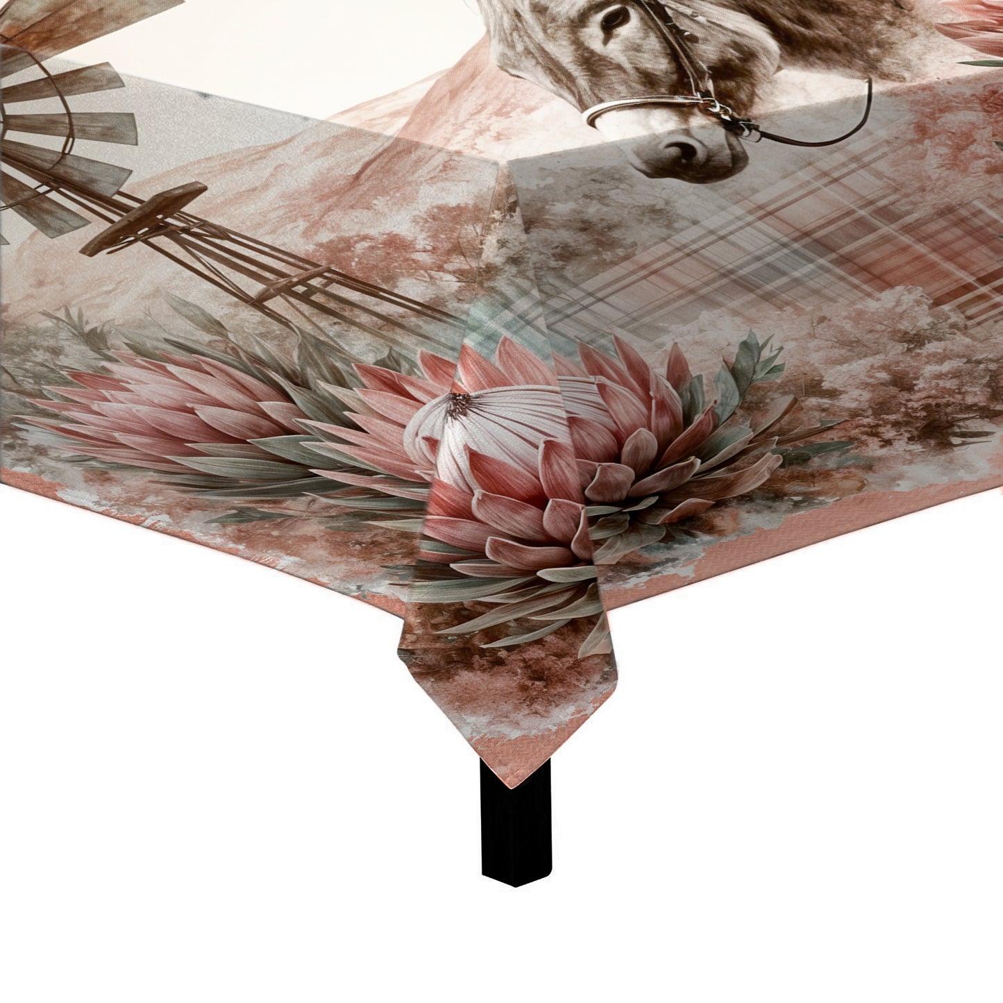 Donkey Among Protea Square Tablecloth