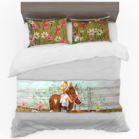 Donkey Cosmos Girl By Lanie Wolvaardt Bed Runner and Optional Pillowcases