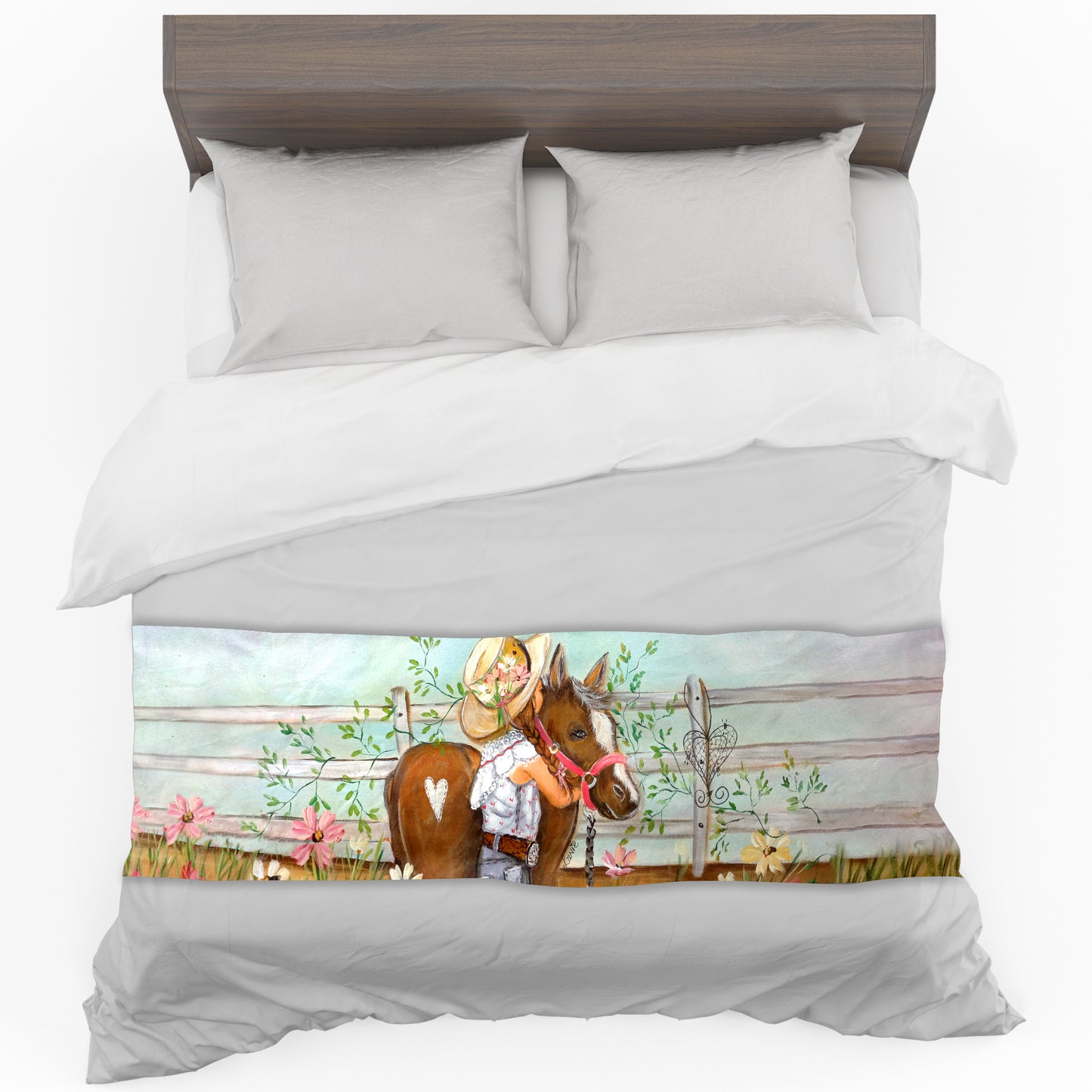 Donkey Cosmos Girl By Lanie Wolvaardt Bed Runner and Optional Pillowcases
