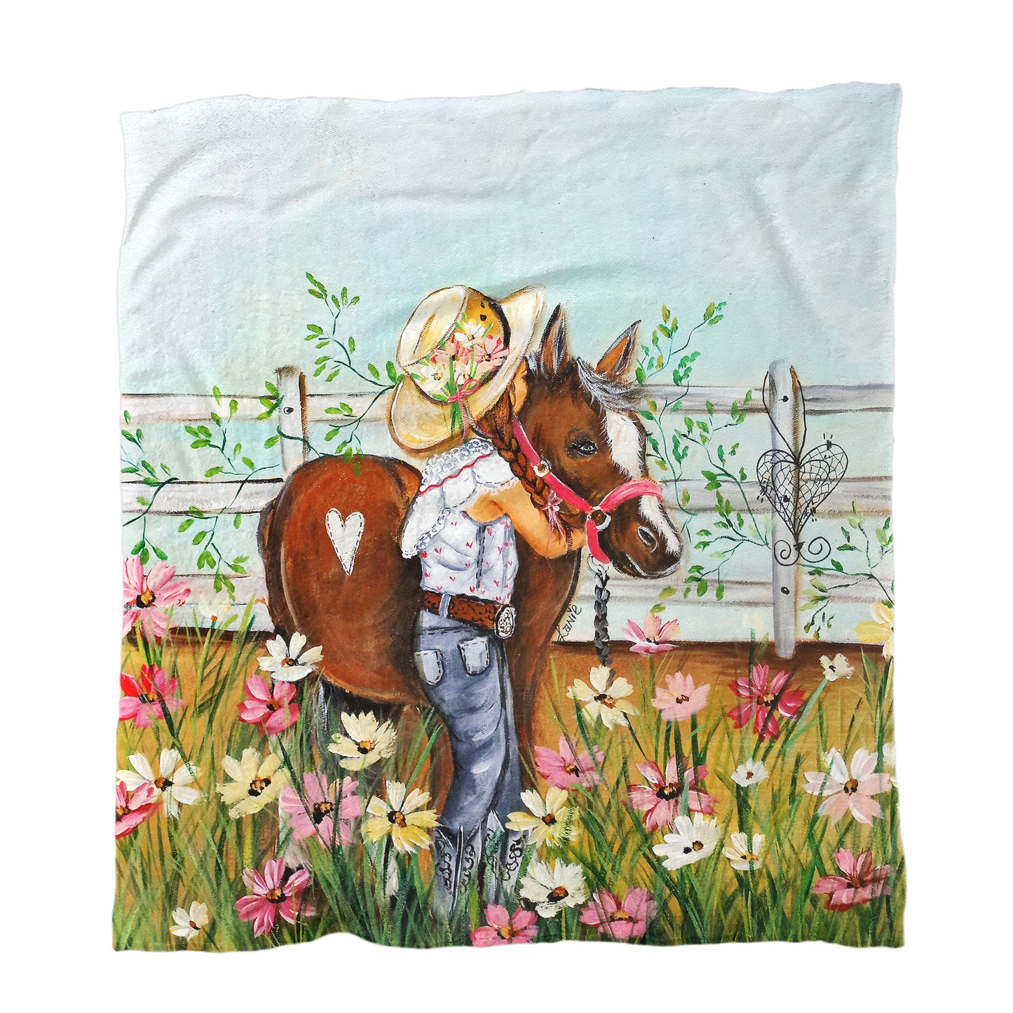 Donkey Cosmos Girl Minky Blanket By Lanie Wolvaardt