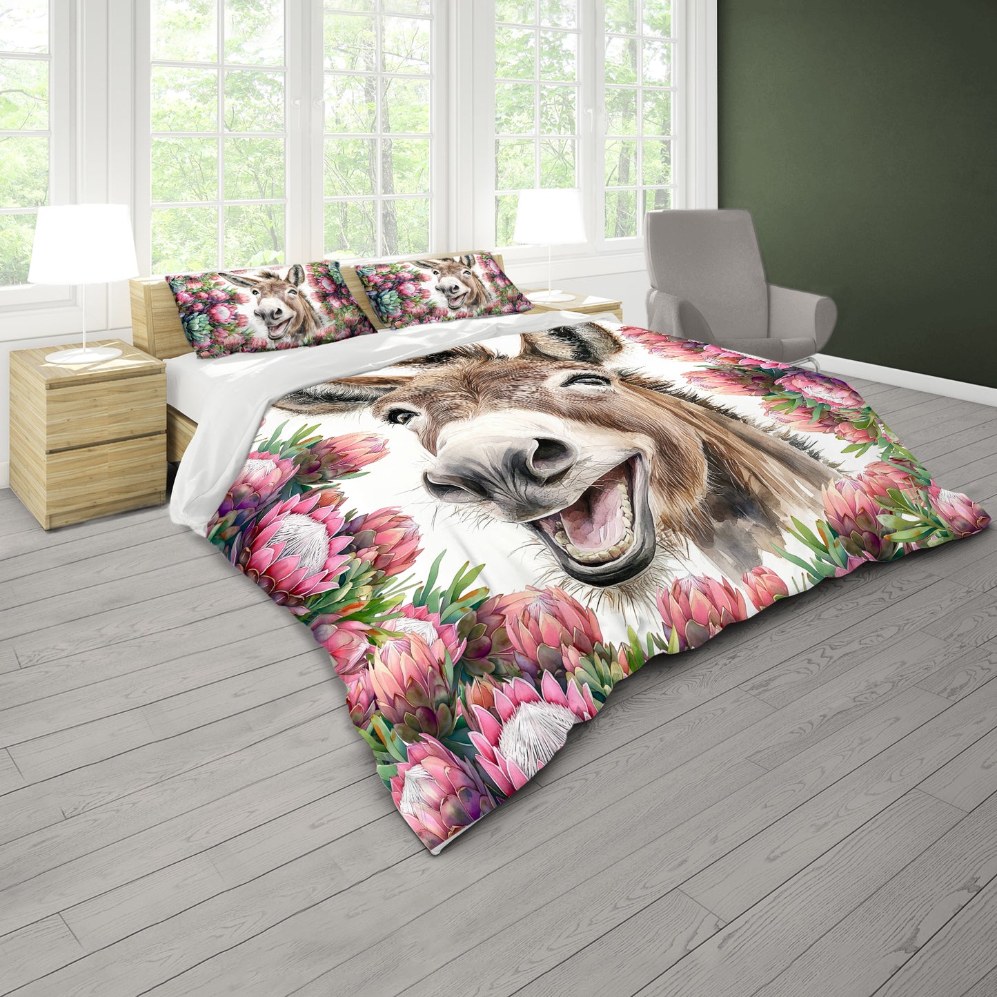 Donkey & Protea Duvet Cover Set by Mark van Vuuren