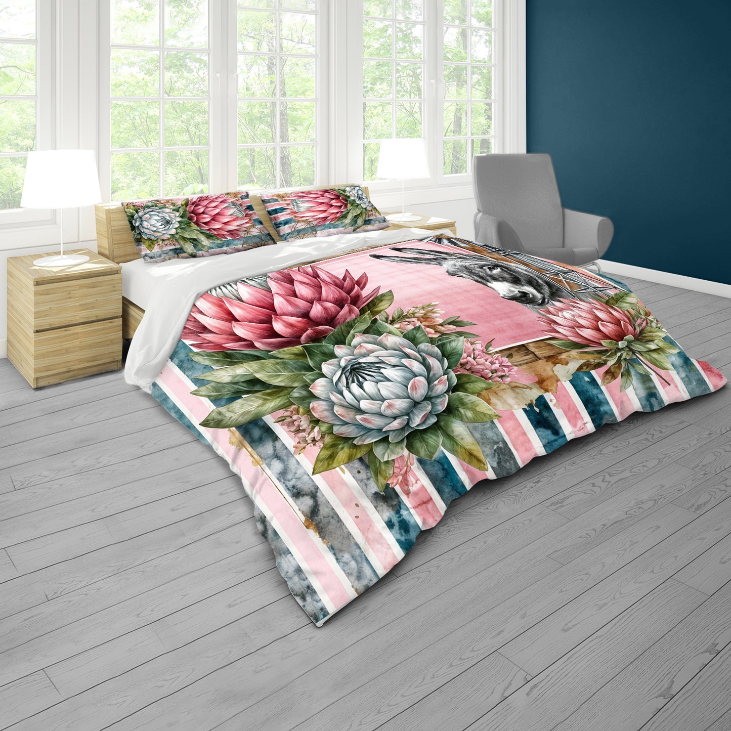 Donkey & Protea Abstract Duvet Cover Set