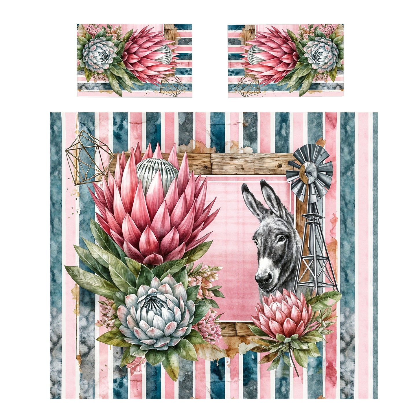 Donkey & Protea Abstract Duvet Cover Set