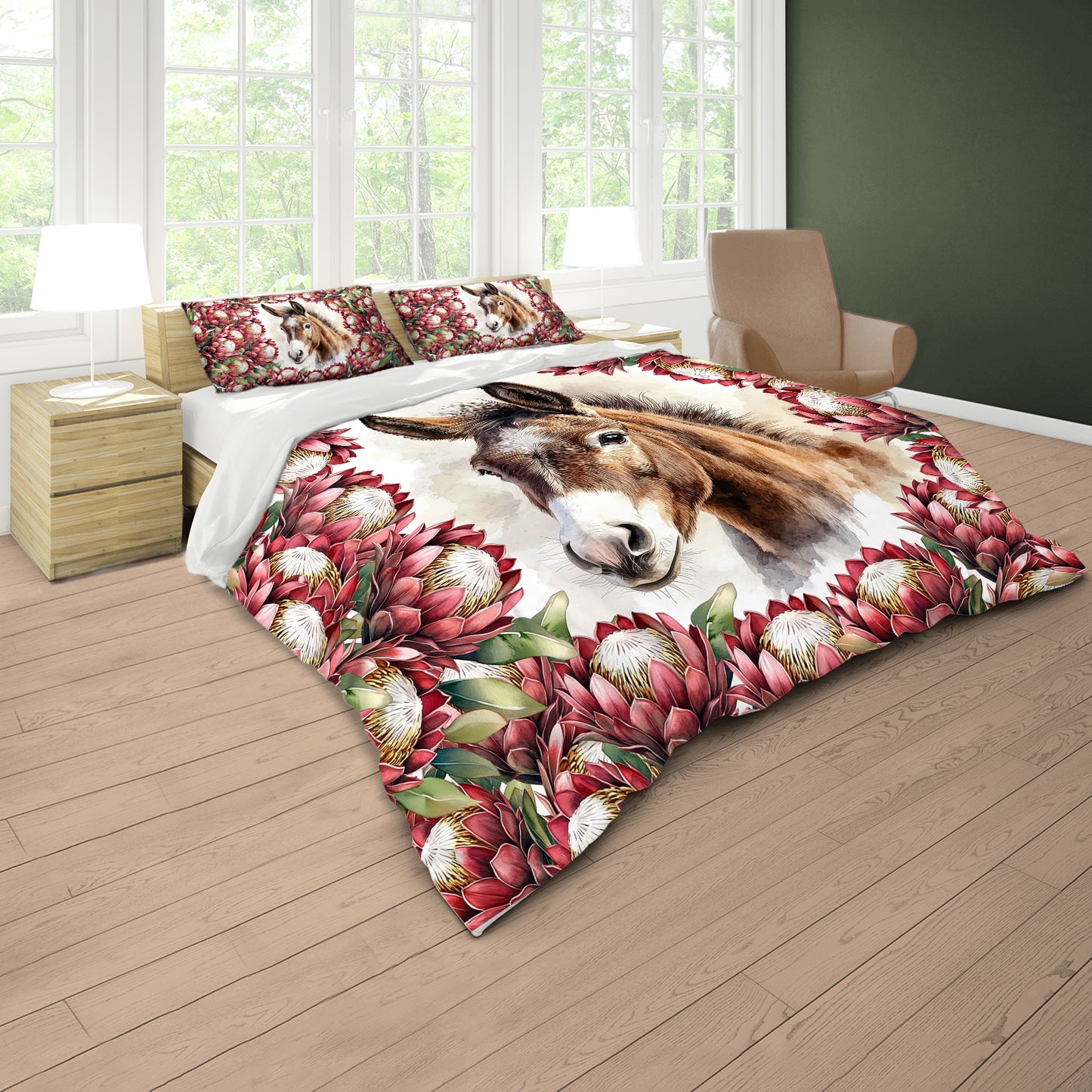 Donkey & Protea Duvet Cover Set by Mark van Vuuren