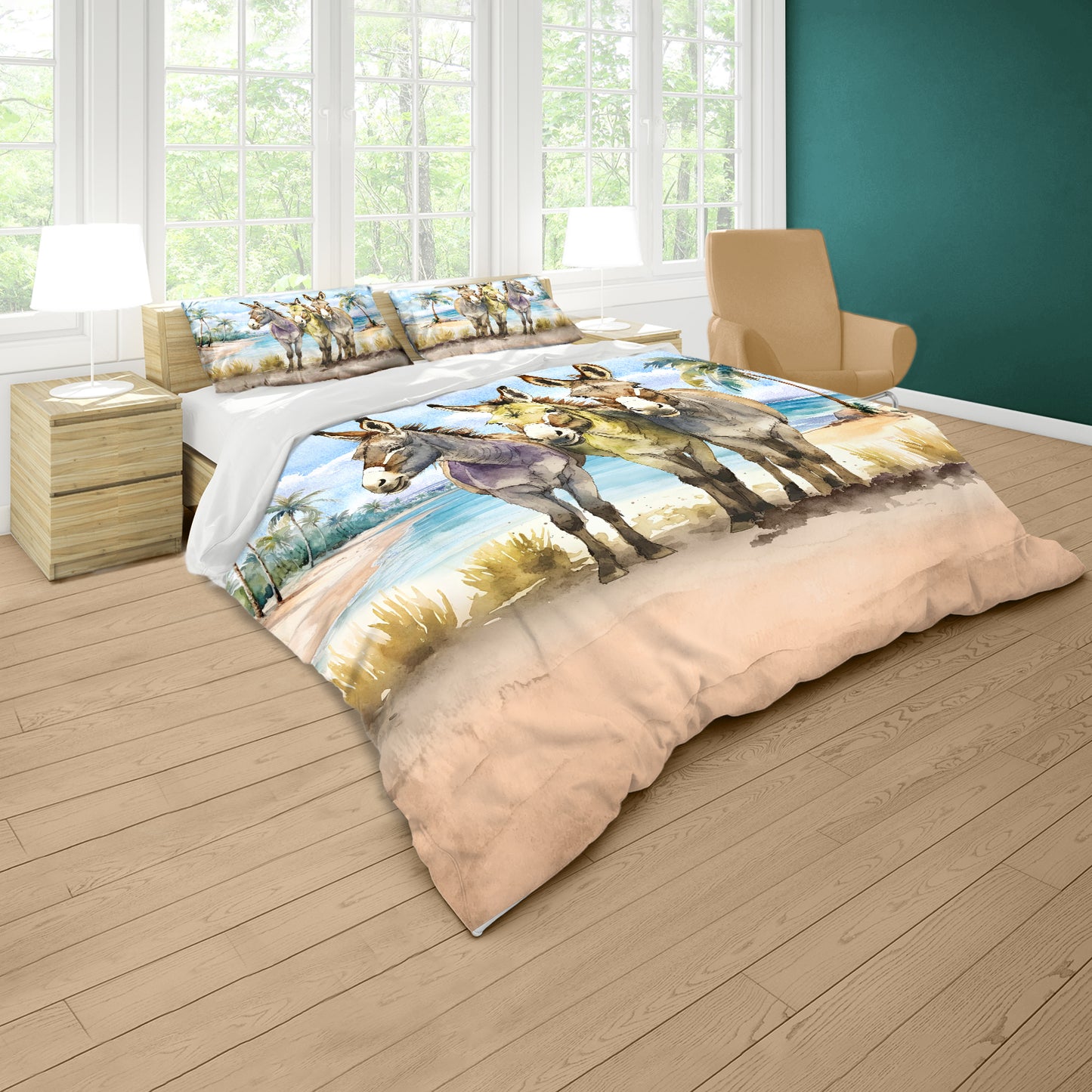 Donkeys On The Beach Duvet Cover Set