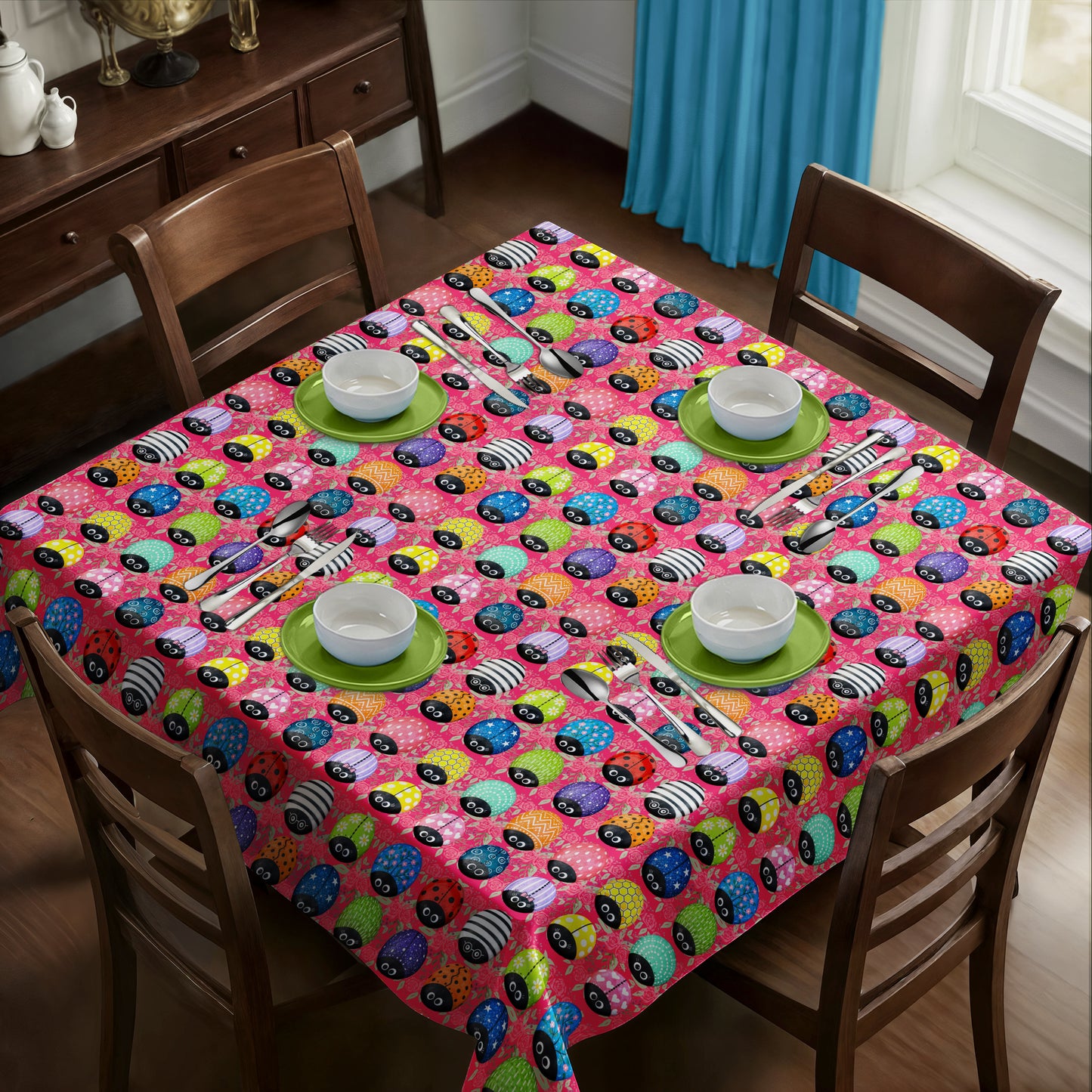 Doodle Ladybugs Square Tablecloth