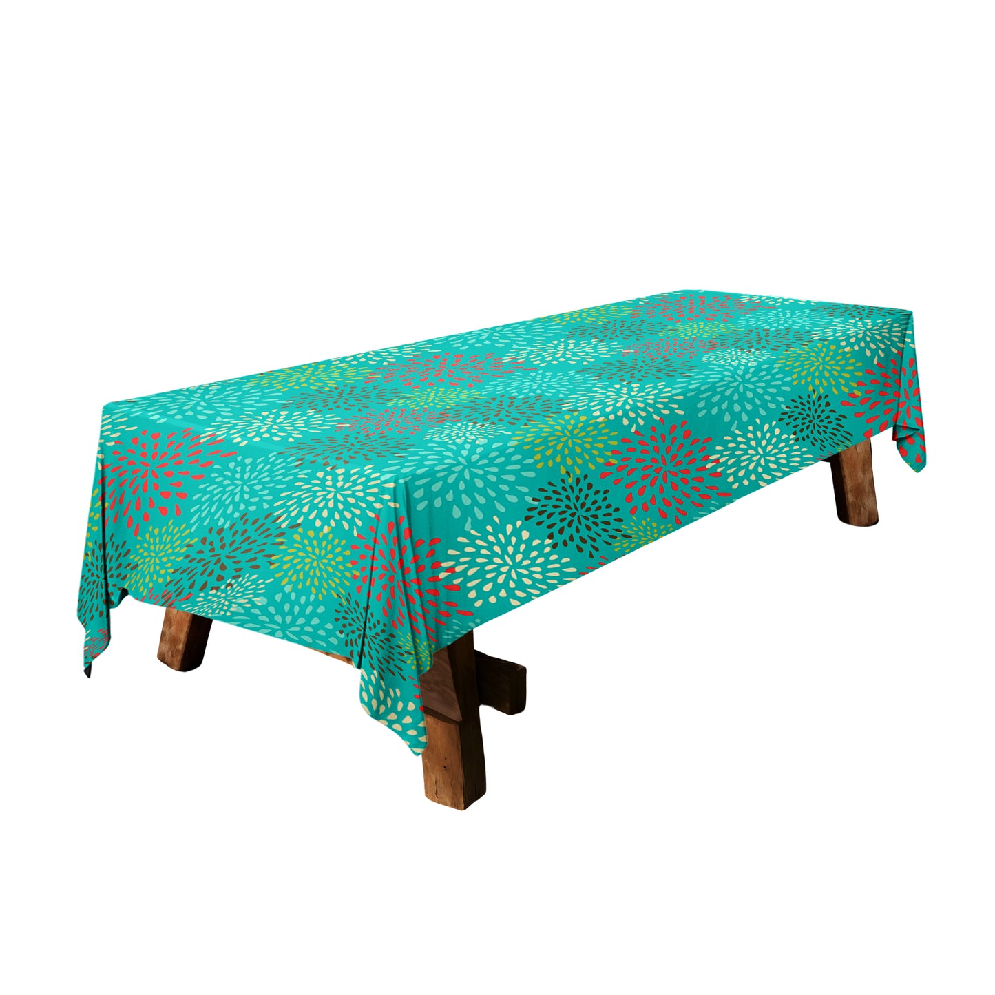 Dotted Flowers on Green 3m Rectangle Tablecloth
