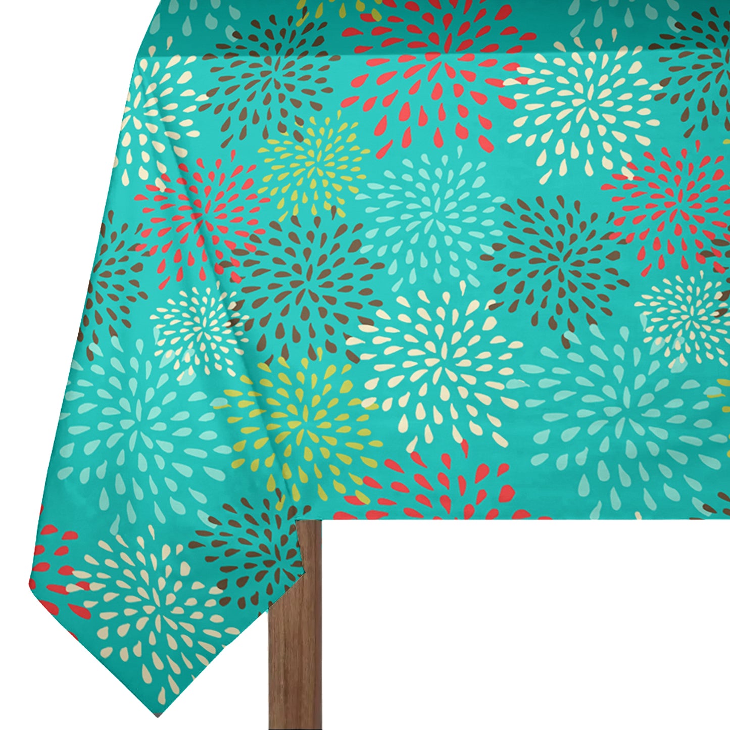 Dotted Flowers on Green 3m Rectangle Tablecloth