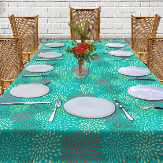 Dotted Flowers on Green 3m Rectangle Tablecloth