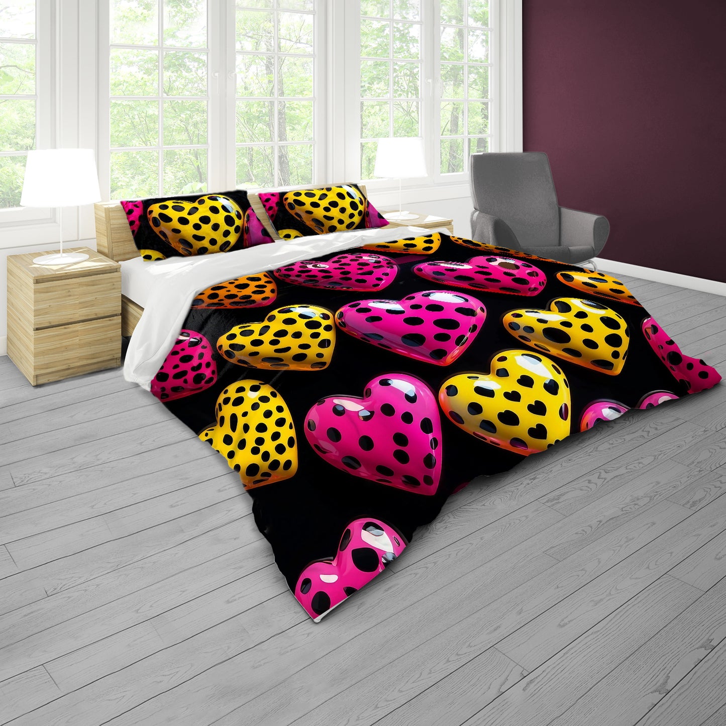 Dotted Hearts Duvet Cover Set