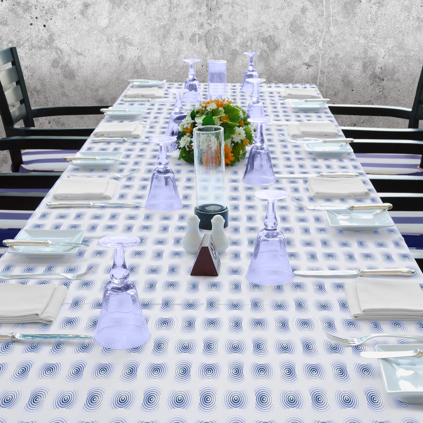 Dove Grey Connected Circles 3m Rectangle Tablecloth