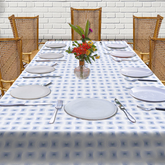 Dove Grey Connected Circles 3m Rectangle Tablecloth