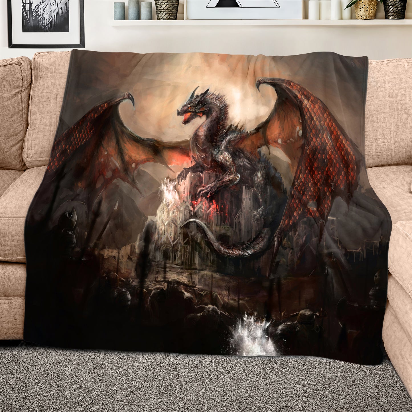 Dragon Brawl Light Weight Fleece Blanket