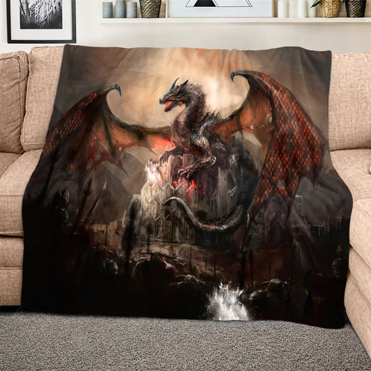 Dragon Brawl Light Weight Fleece Blanket