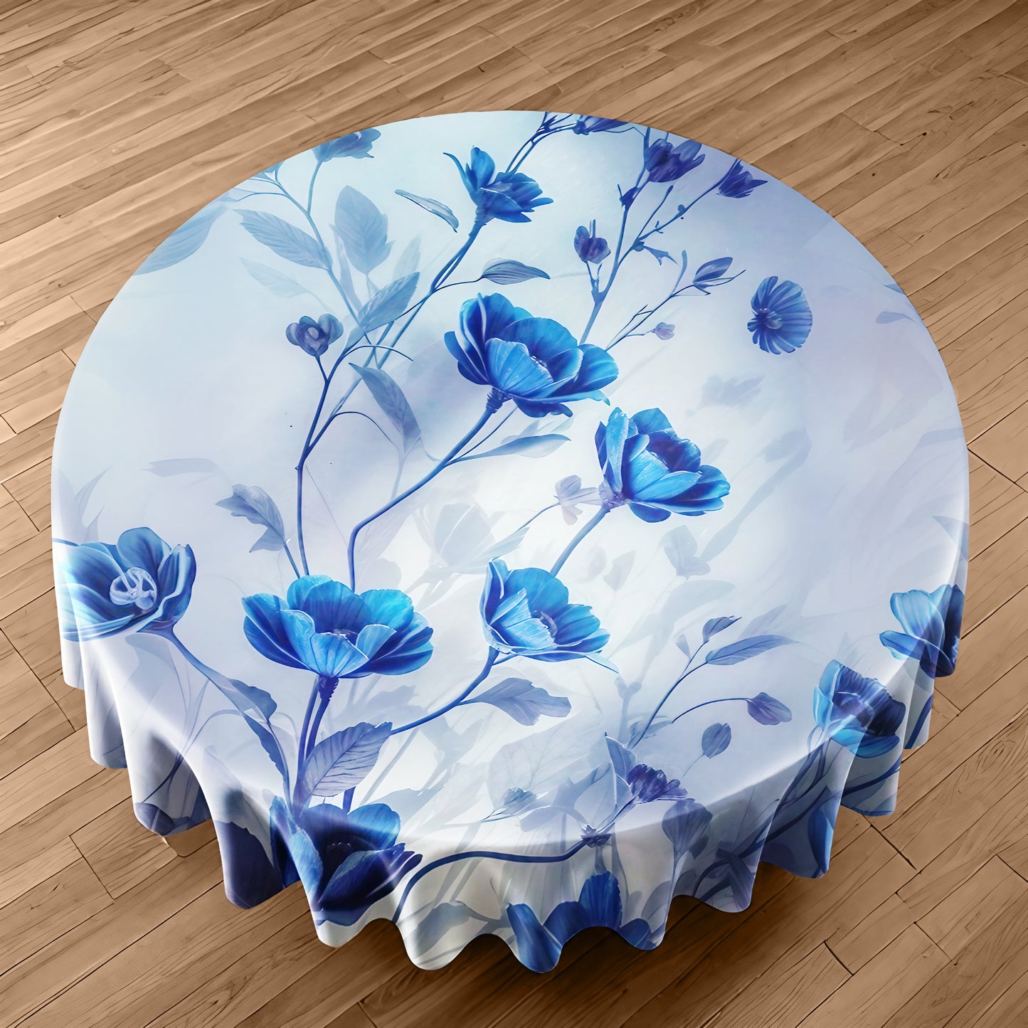 Dream in Indigo Silk Round Tablecloth