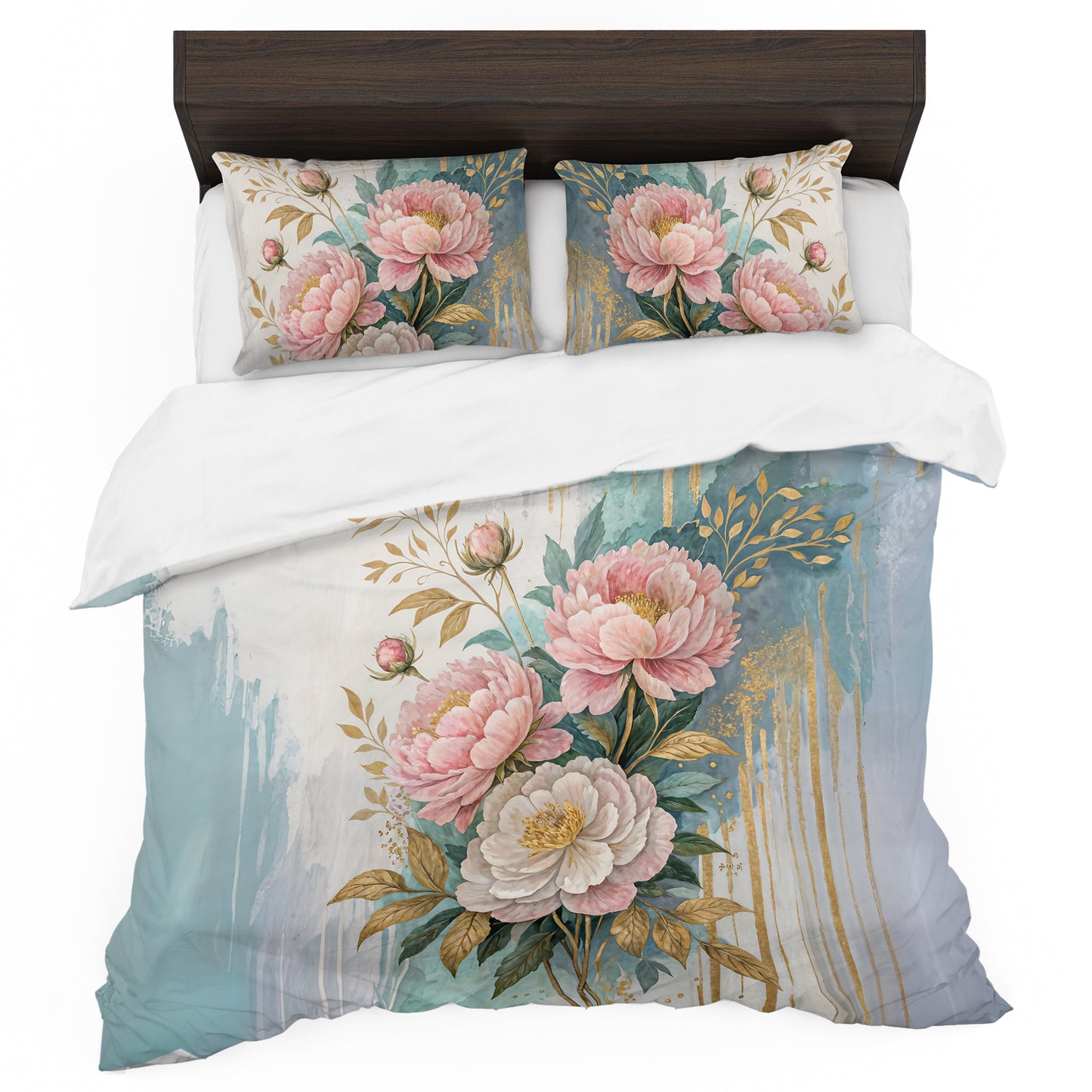 Drips of Fortune Peonies Duvet Cover Set