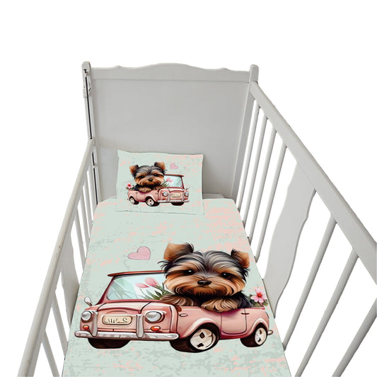 Driving Yorkie Cot Duvet Set