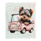 Driving Yorkie Baby Fleece Blanket