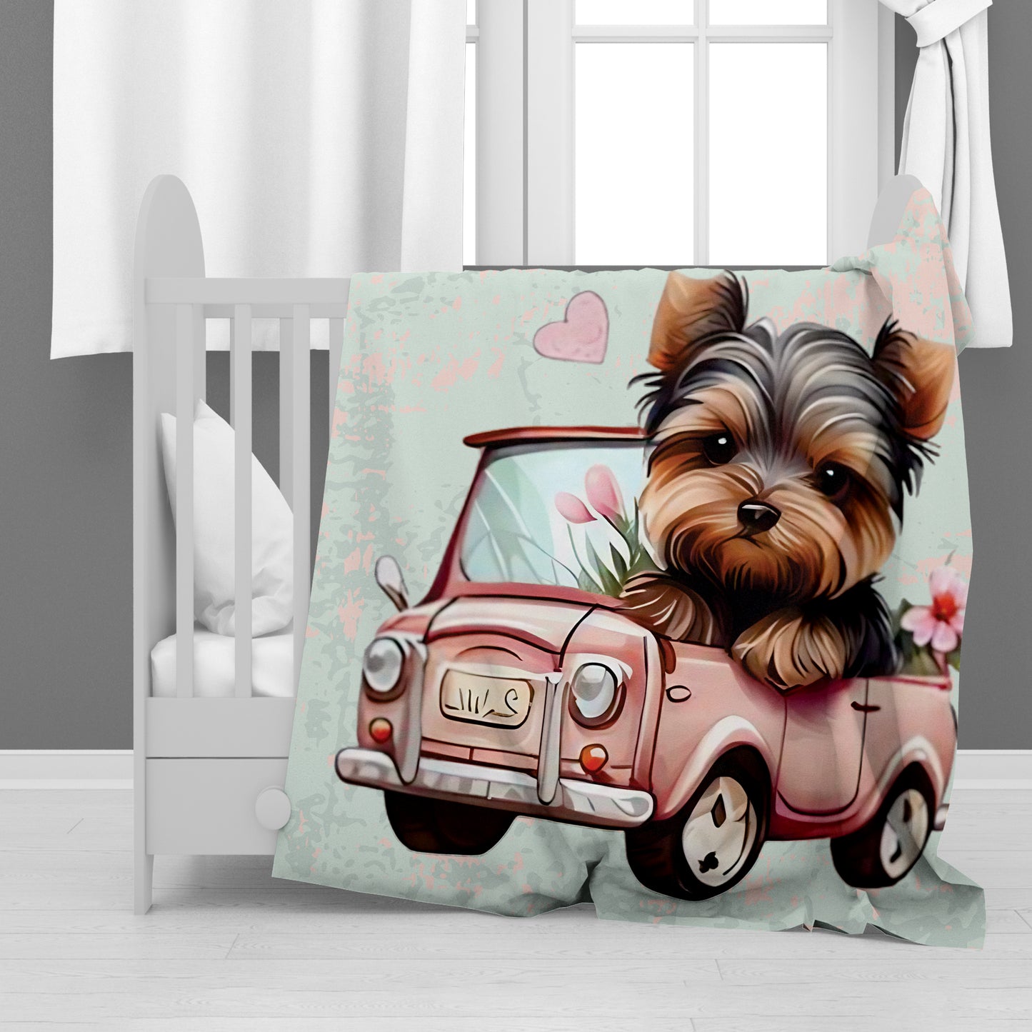 Driving Yorkie Minky Blanket